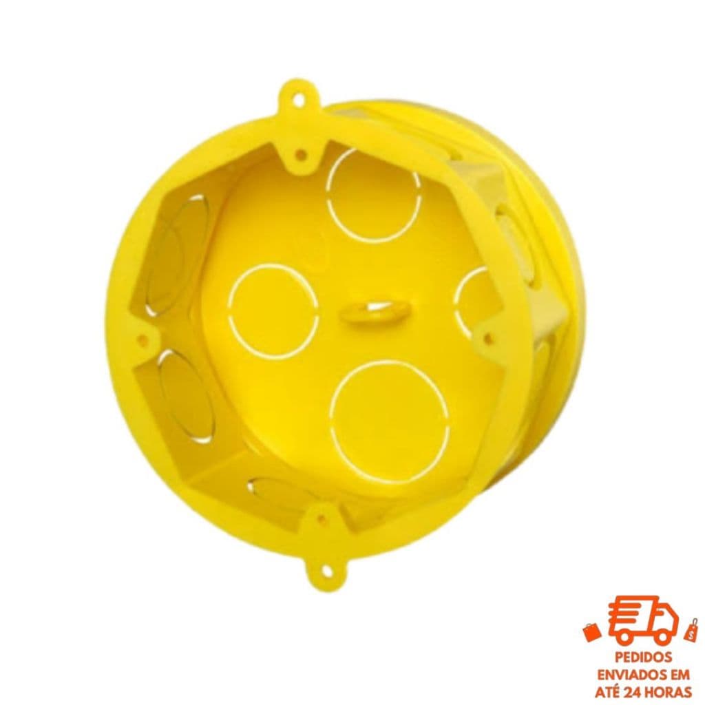 KIT COM 5 CAIXAS DE LUZ 4X4 OCTOGONAL PVC FMS AMARELA
