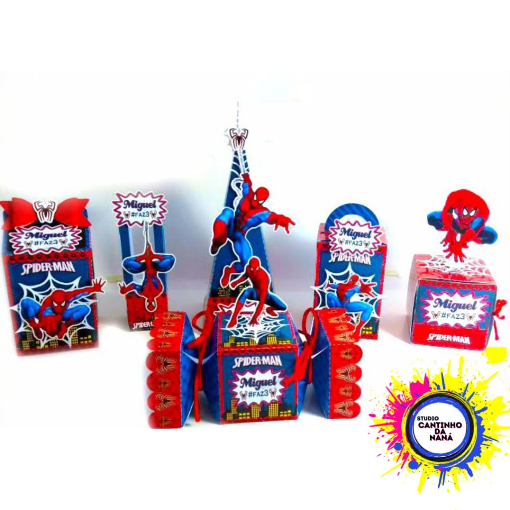 Kit festa Homem Aranha Menino Aniversário caixinhas personalizadas
