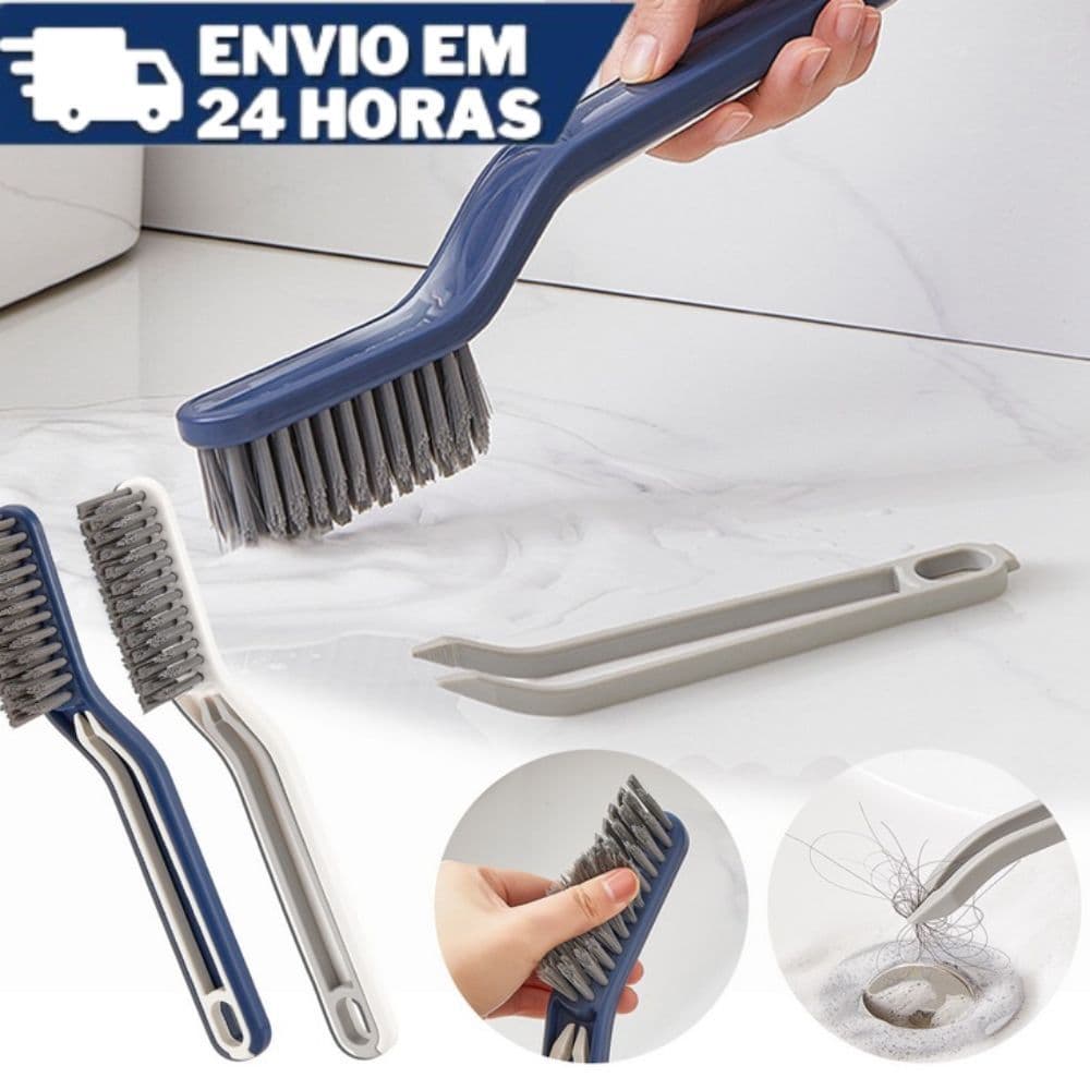 Escova De Limpeza com Pinça Portátil Para Banheiro Limpo Multifuncional Frestas e Cantos