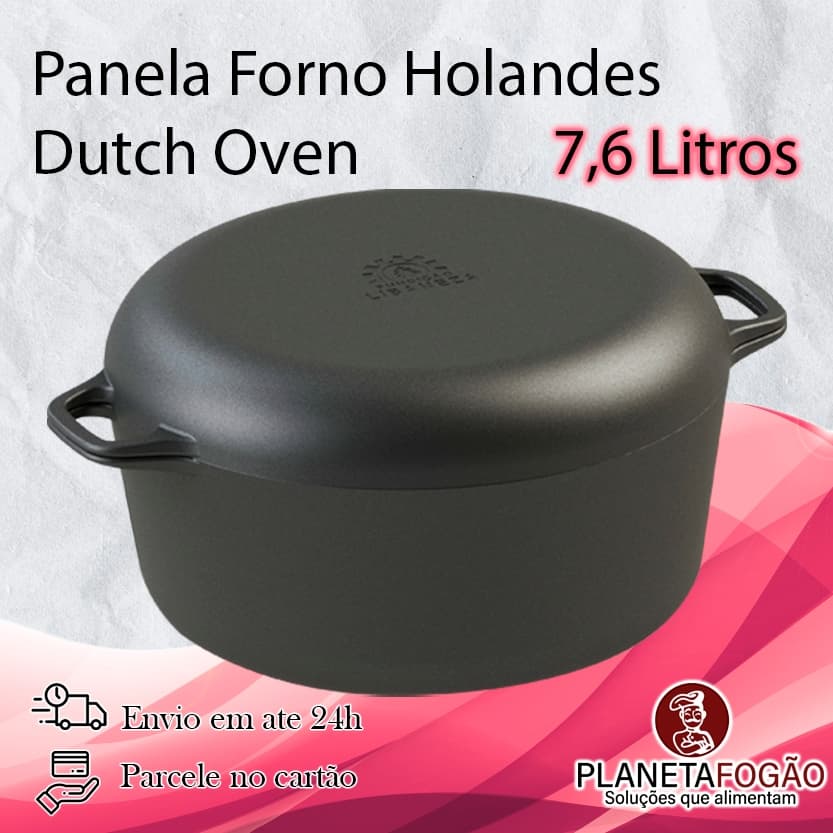 Kit Panela + Assadeira 7,6Litros forno holandês em Ferro Fundido Fundição Libaneza pão artesanal