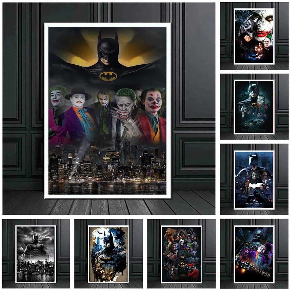 Quadro Batman e Joker DC Movie, filme clássico de super-herói, Wall Art, Living Room, Home Decor