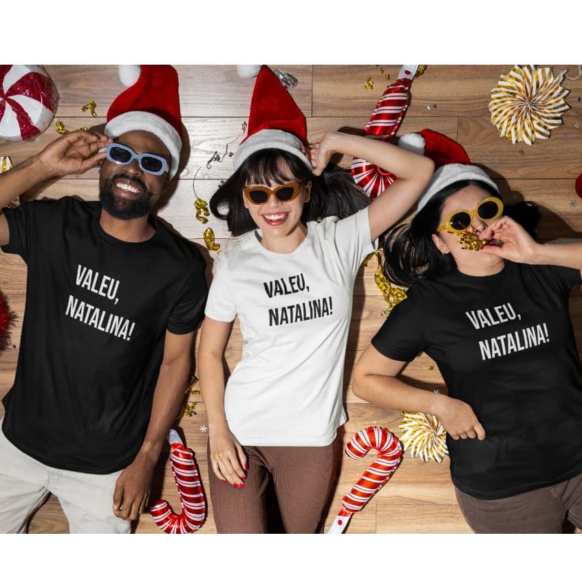 T-shirts Unissex Versão Babylook ou Camiseta tema Natal Festas de Final de Ano