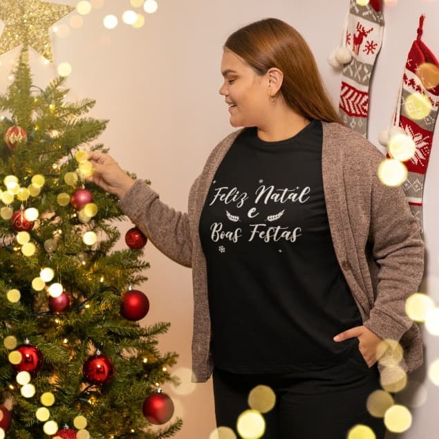 T-shirts Unissex Versão Babylook ou Camiseta tema Natal Festas de Final de Ano