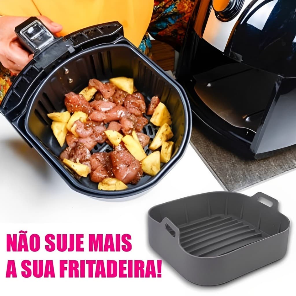 Forma em Silicone Antiaderente Para Air Fryer Fritadeira 20,5 cm