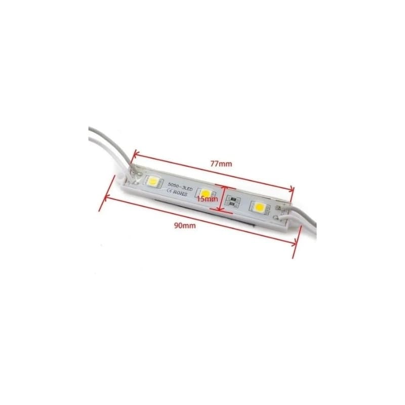 20 Modulo 5050 Led Injetado Fita led 12v 0.75w 3 Leds Branco Quente