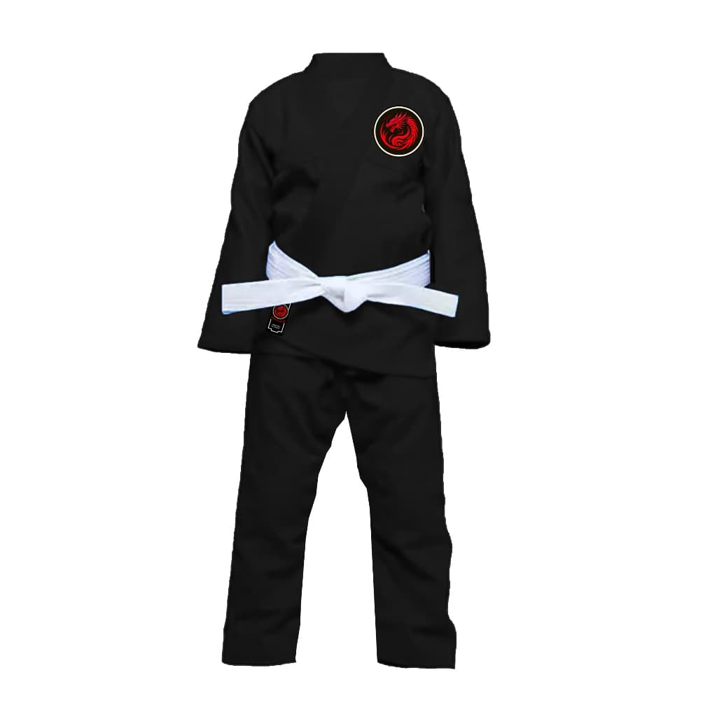 Kimono Jiu Jitsu/Judo Infantil Trançado Preto RedDragon