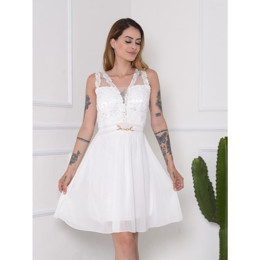 VESTIDO LISA MANGA LONGA COM DECOLACAO NO CINTURA