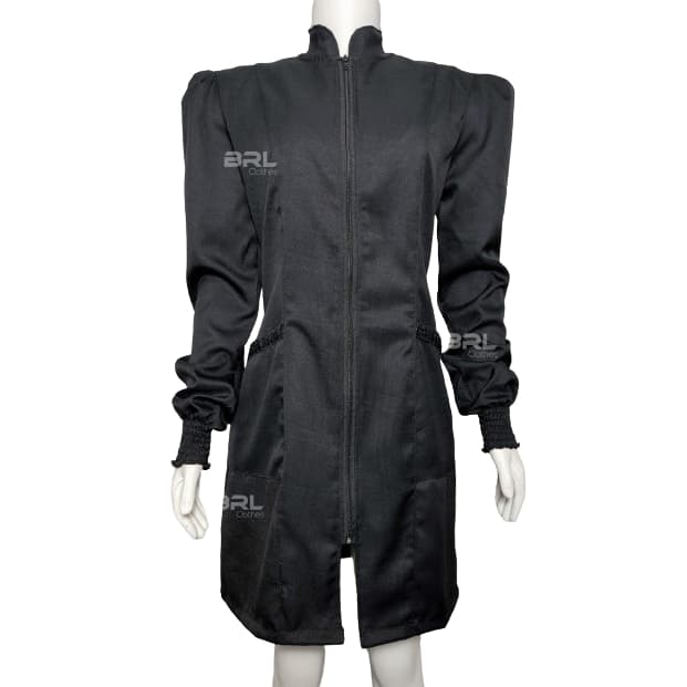 JALECO FEMININO PRETO - JALECO  MANGA PRINCESA GABARDINE