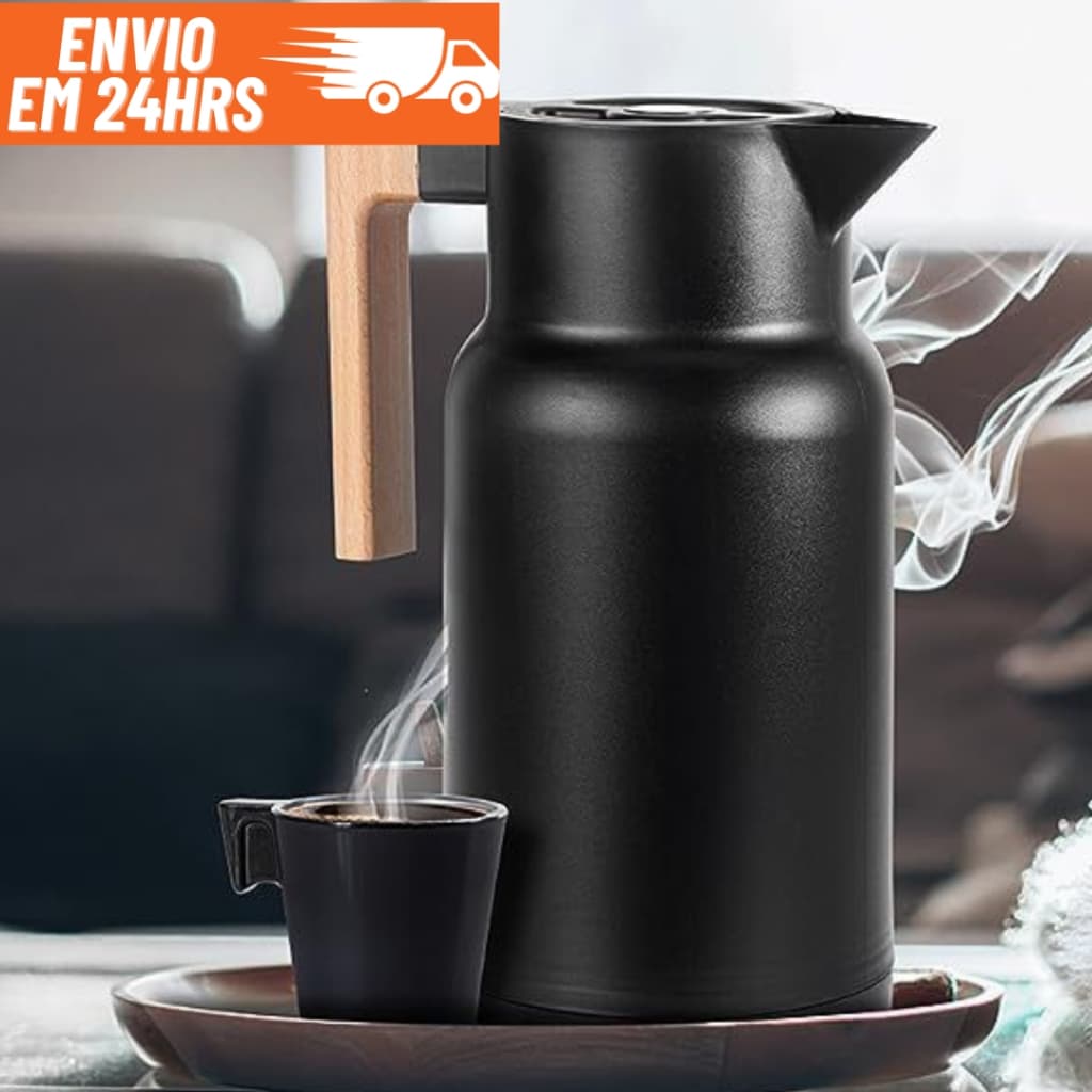 Garrafa De Café Chá Térmica 1L Gourmet Com Cabo De Madeira Elegante Nórdica Para Manter A Temperatura Presente De Natal