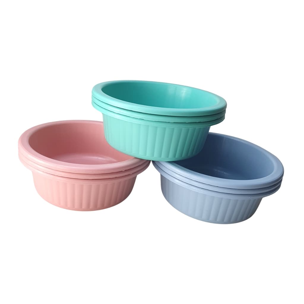 Kit Bacia Multiuso Canelada Reciclada de Plástico 1,2 litro - Pequena 3 peças