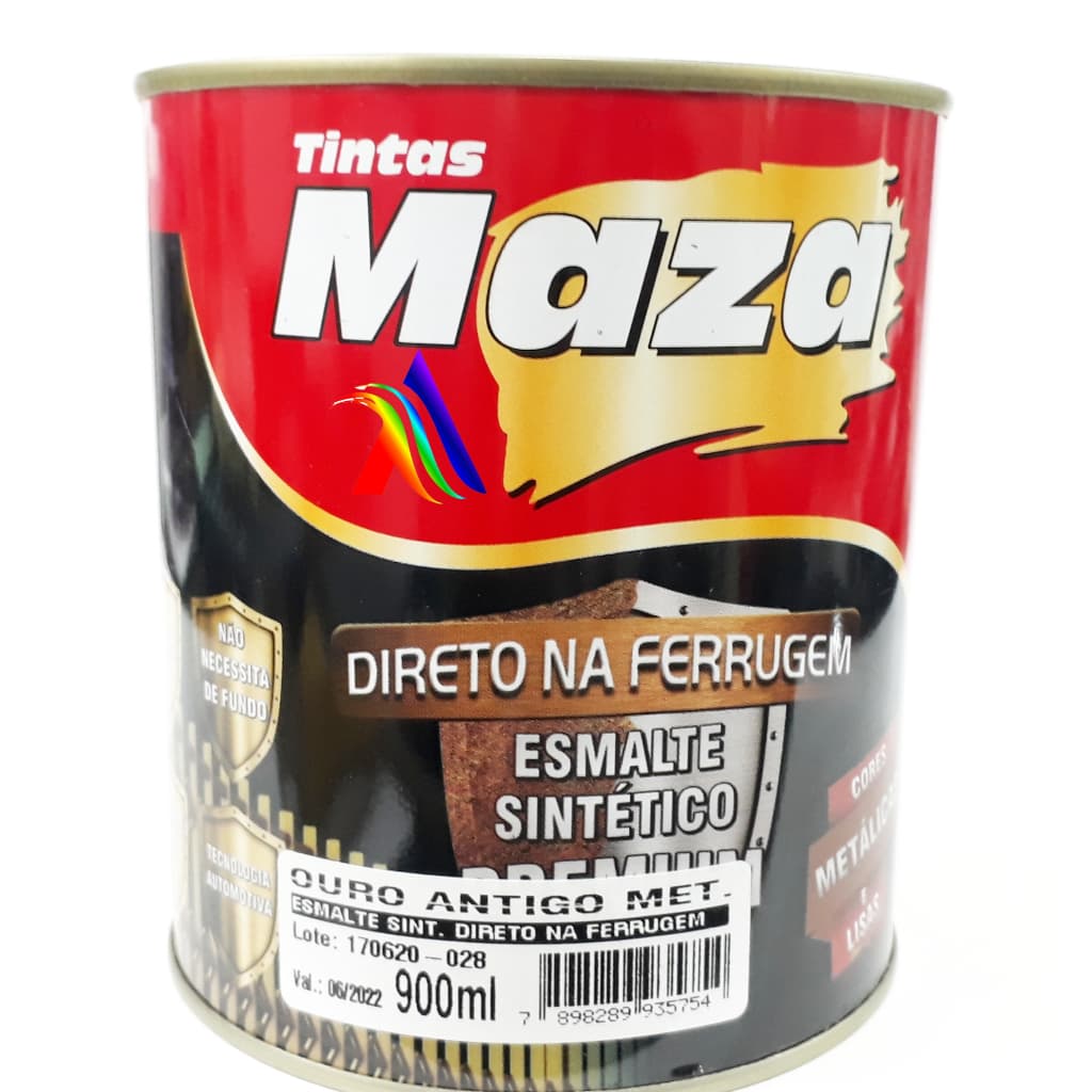 Tinta Esmalte Direto Na Ferrugem Ouro Antigo Maza 900ml