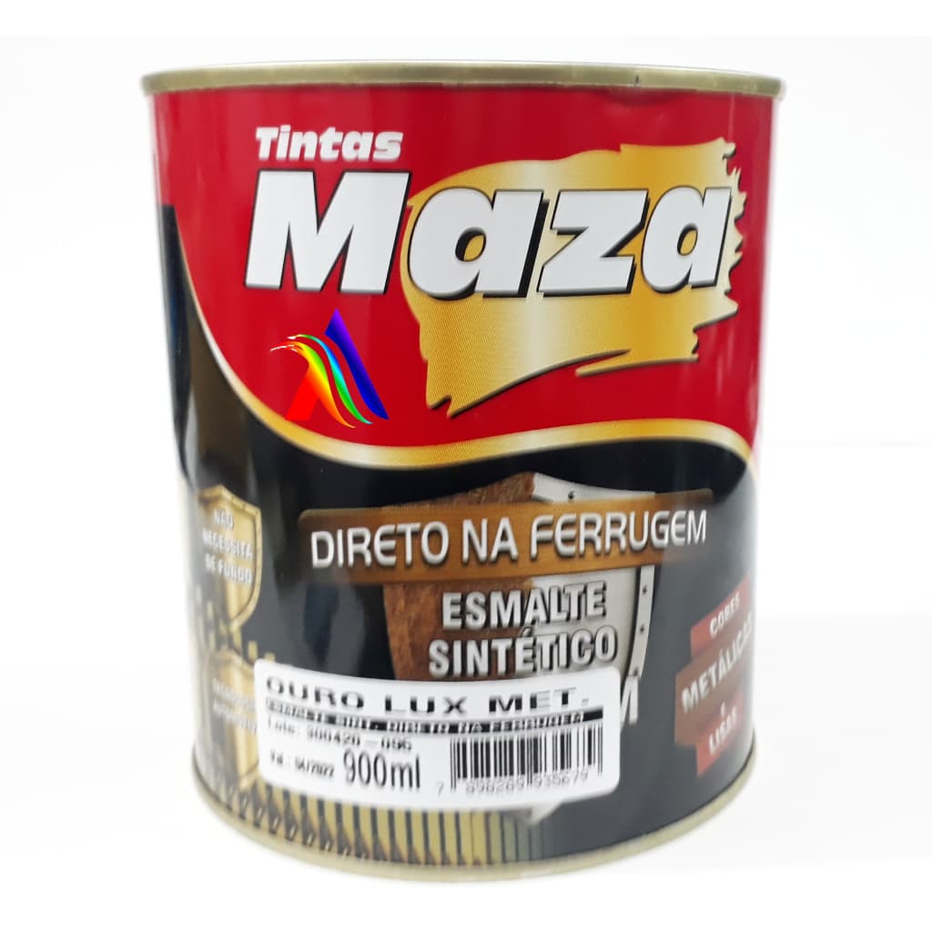 Tinta Esmalte Direto Na Ferrugem Ouro Lux Maza 900ml