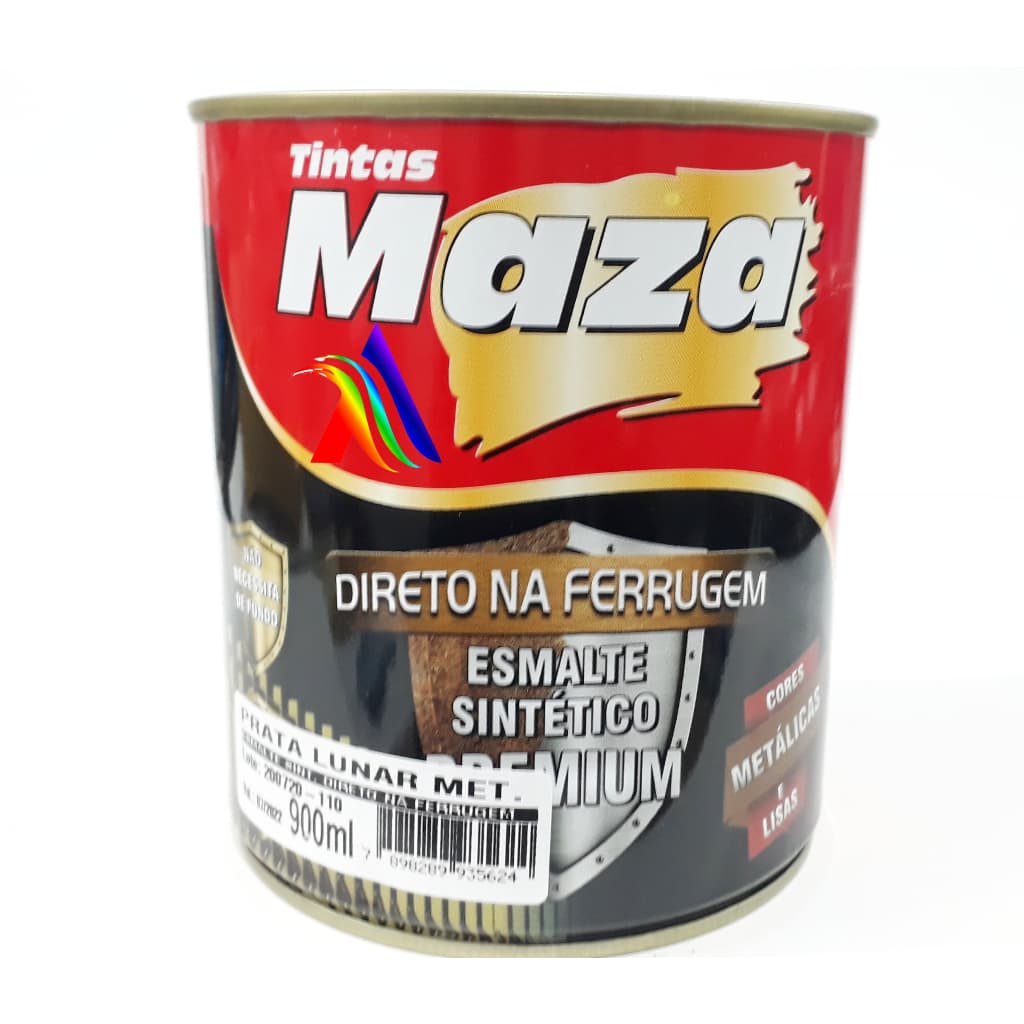 Tinta Esmalte Direto Na Ferrugem Prata Lunar Maza 900ml