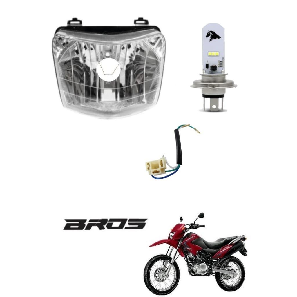 Bloco Optico Farol Nxr Bros 150 Ks ES Esd 09 Á 12 Pop 100 + Lâmpada H4