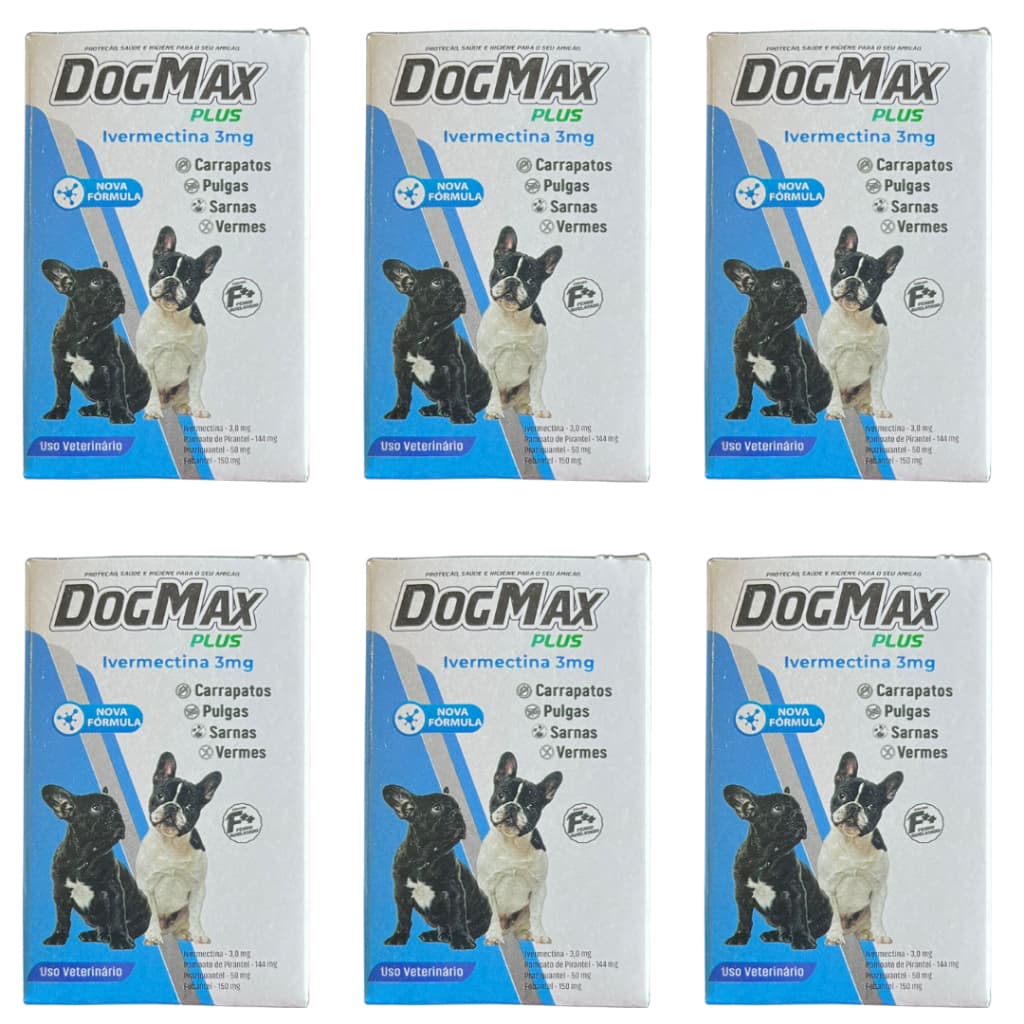 DogMax Plus - Ação 4 em 1 - Remédio para pulgas, carrapatos, vermes e sarna 24 Comprimidos 5kg
