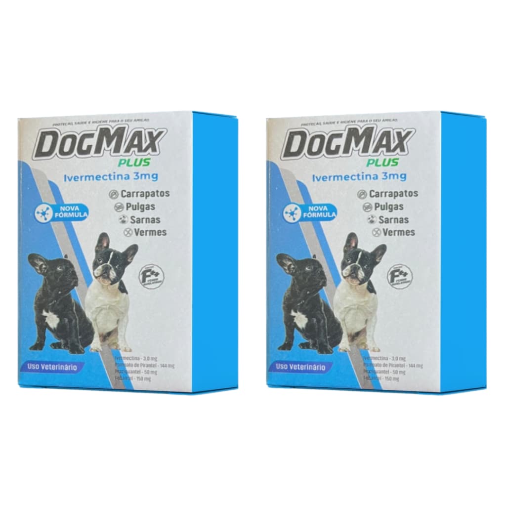 DogMax Plus - Ação 4 em 1 - Remédio para pulgas, carrapatos, vermes e sarna 8 Comprimidos 15kg