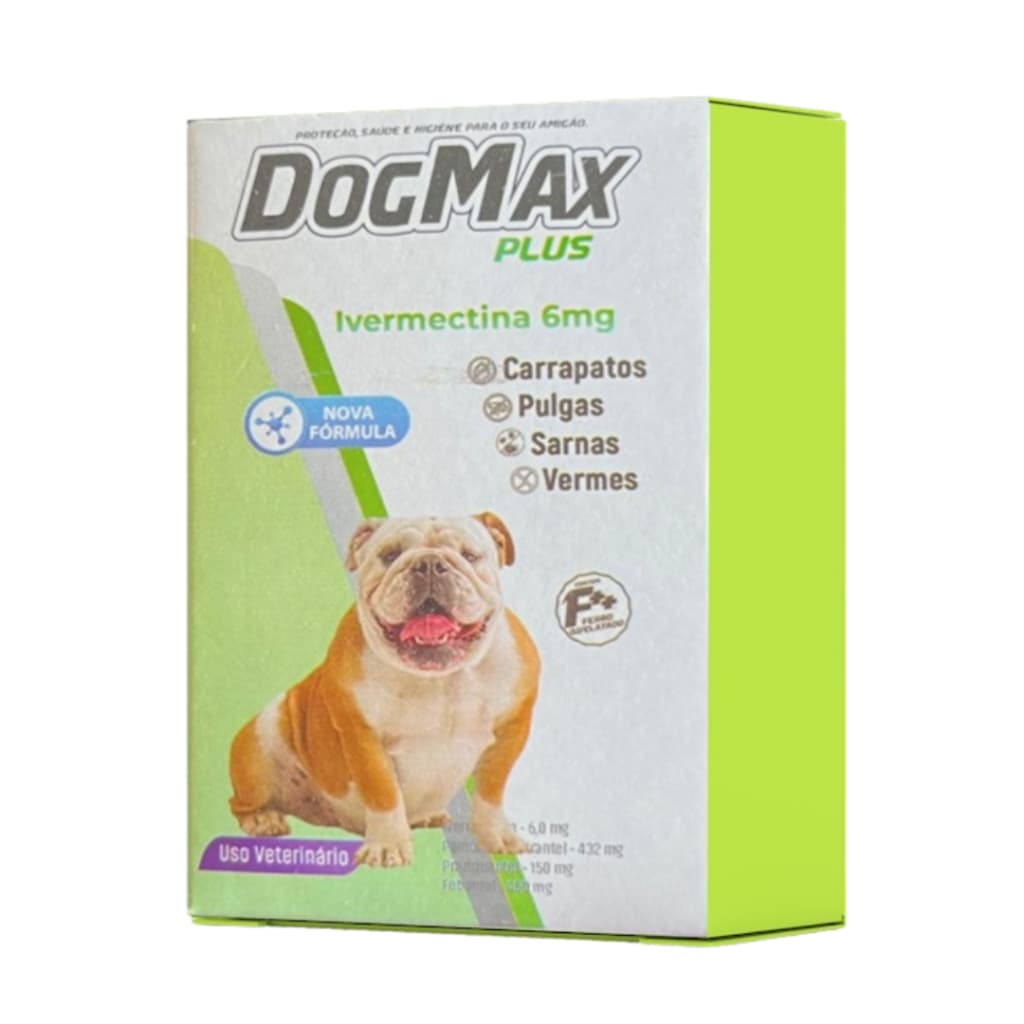 DogMax Plus - Ação 4 em 1 - Remédio para pulgas, carrapatos, vermes e sarna 4 Comprimidos 30kg