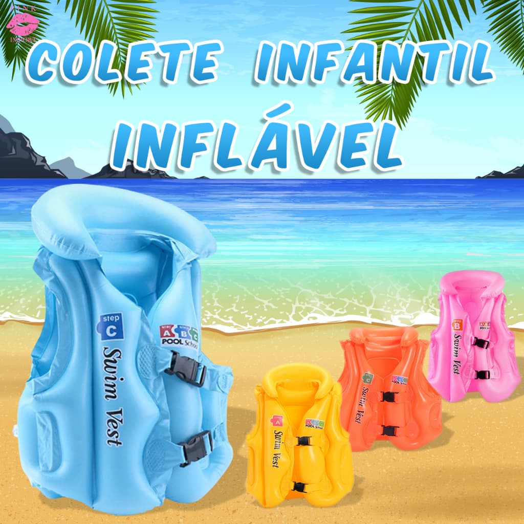 Colete Infantil Inflável Boia Salva Vidas Praia Piscina Crianças Bebês Natação Flutuador