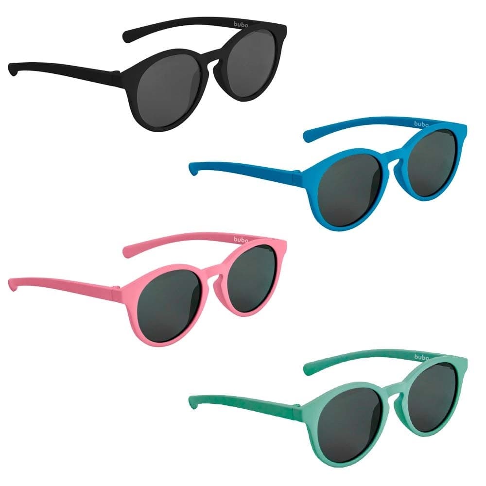 Óculos de Sol Bebê Flexível Proteção UV400 com Lenço Estojo Buba