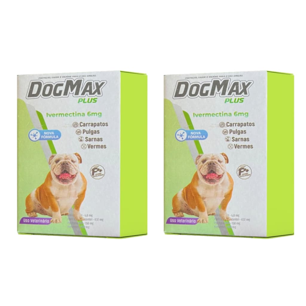 DogMax Plus - Ação 4 em 1 - Remédio para pulgas, carrapatos, vermes e sarna 8 Comprimidos 30kg