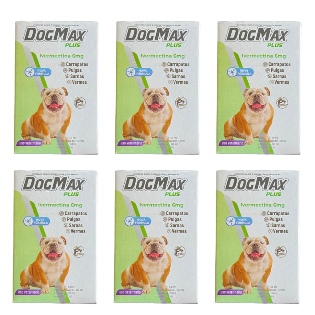 DogMax Plus - Ação 4 em 1 - Remédio para pulgas, carrapatos, vermes e sarna 24 Comprimidos 30kg