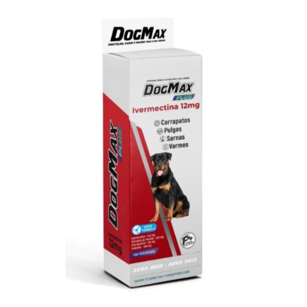 DogMax Plus - Ação 4 em 1 - Remédio para pulgas, carrapatos, vermes e sarna 48 Comprimidos 60kg