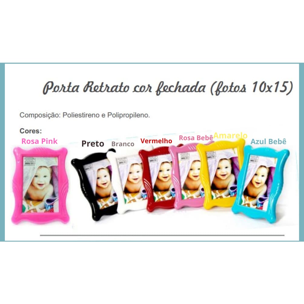 Kit 5 Porta Retrato Plástico Reforçado 10x15