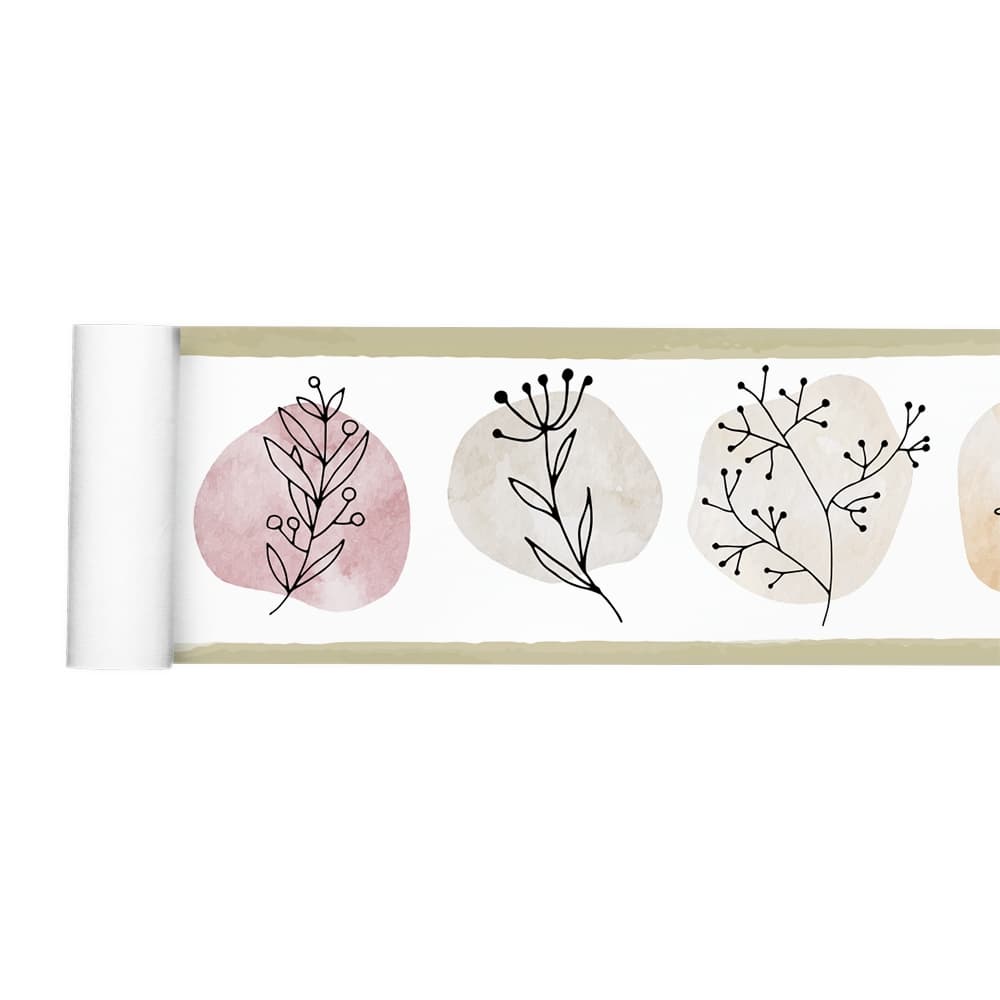 Faixa Adesiva Decorativa Floral Desenho Aquarela Pastel Quarto 009bd