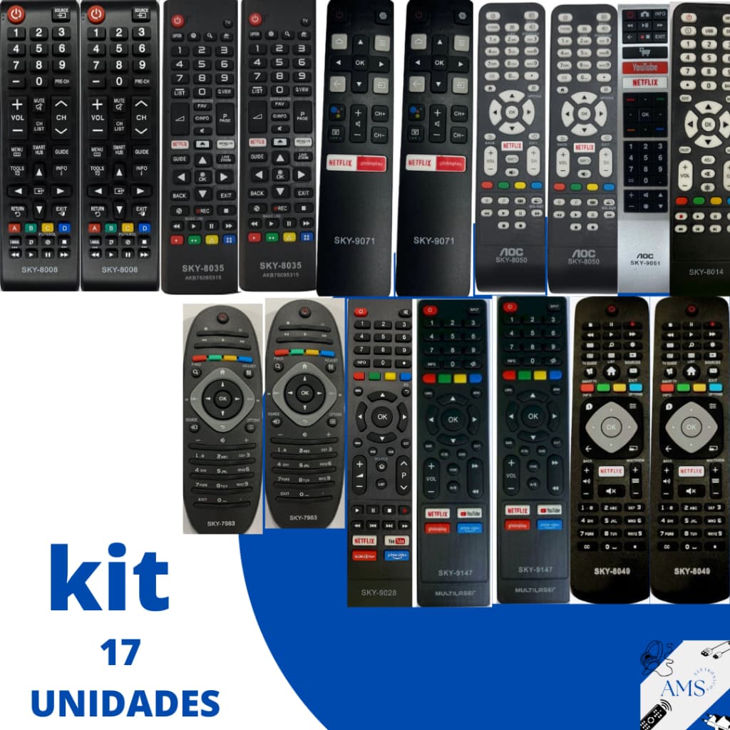 Kit 17 peças de controles remoto variados