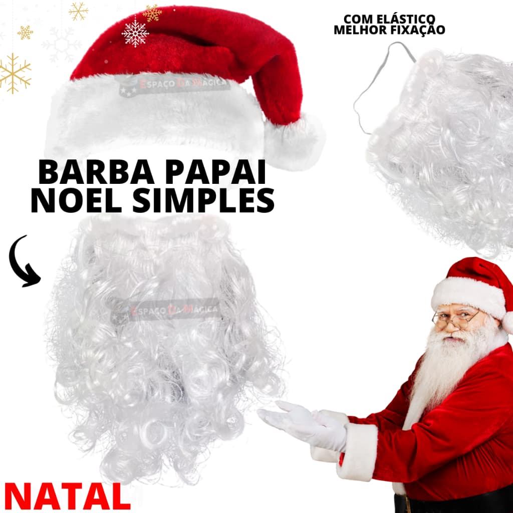 Barba Branca Papai Noel Natal Fantasia Bigode Cacheada