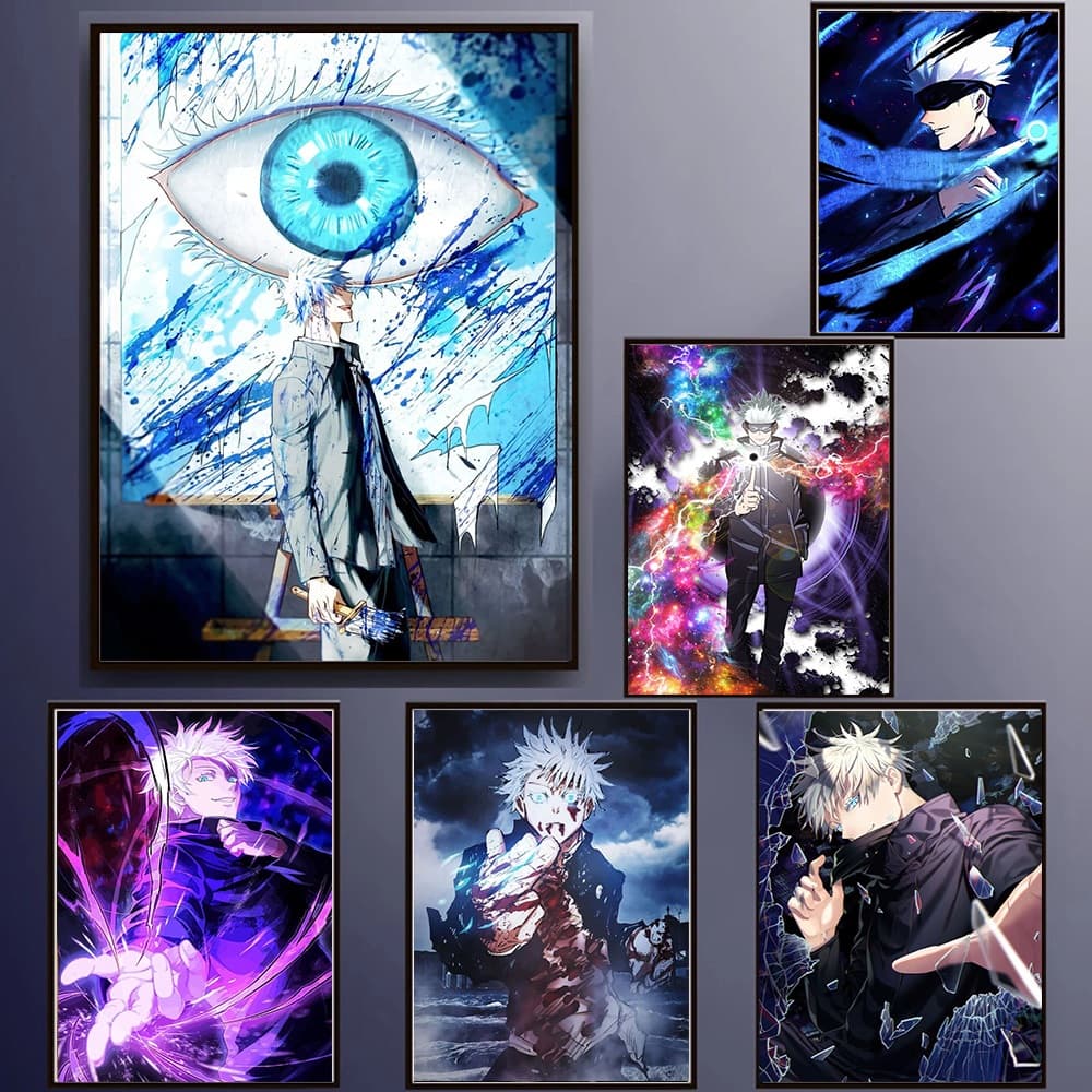 Quadro Japonês Anime Jujutsu Kaisen, Satoru Gojo, Para decoração do quarto