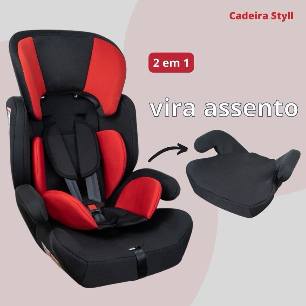 Cadeirinha Assento Infantil Criança Bebê Para Carro Luxo Vermelha