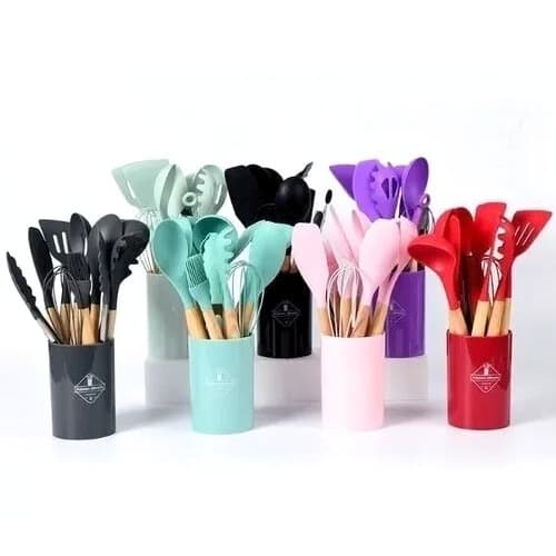Kit Cozinha Silicone 12 Pçs Conjunto Utensílios Completo Top