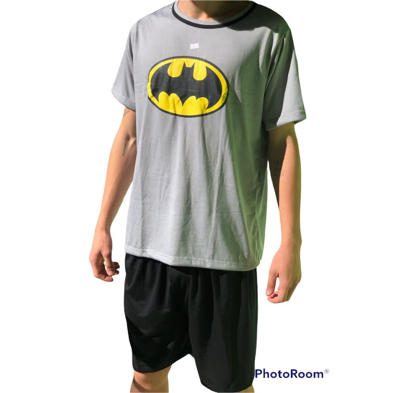 Pijama Masculino Batman Adulto Temático Meia Manga de Malha Algodão Verão Outono Inverno Time Super Heróis Marvel Vingadores