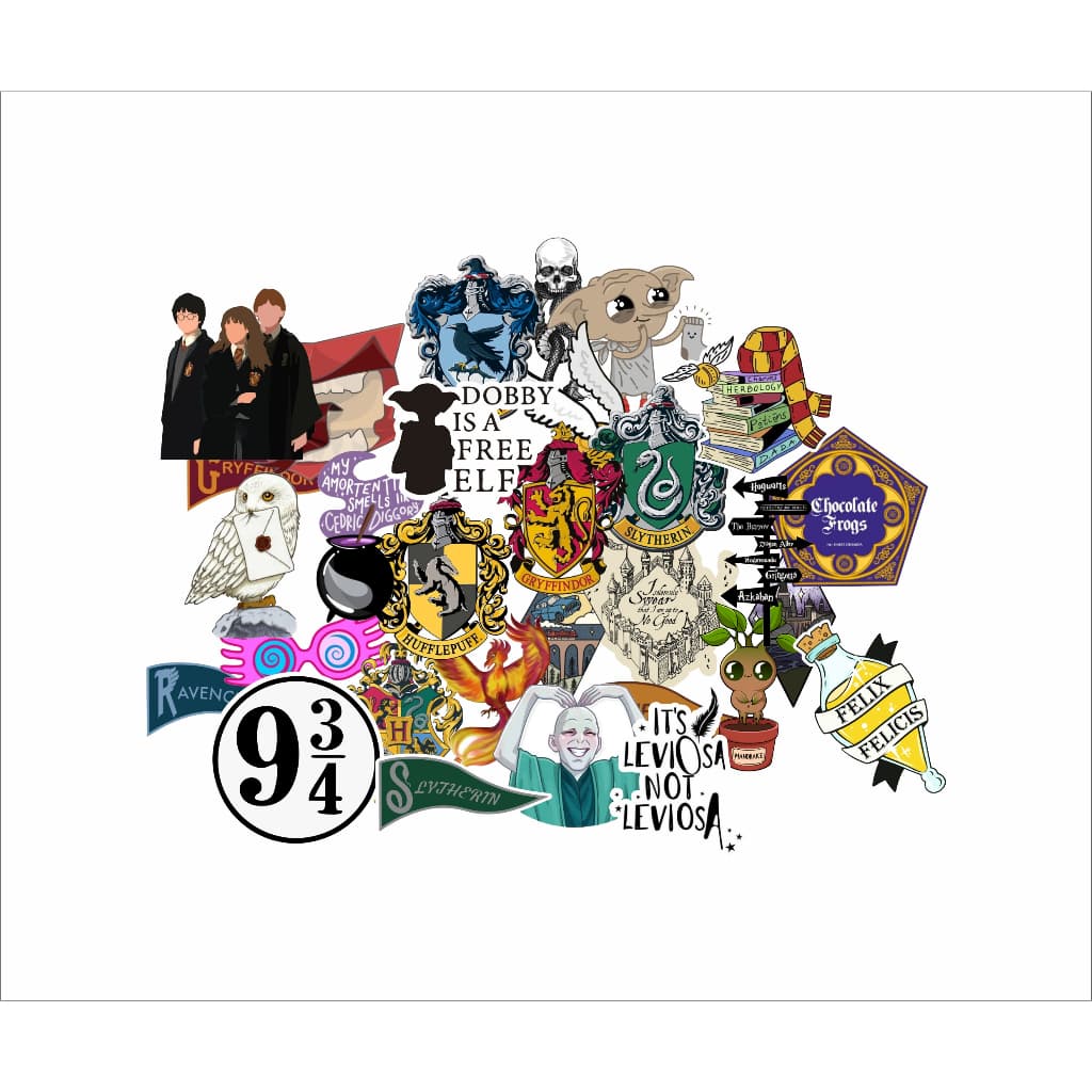 30x Adesivos Colantes Harry Potter Stickers hermione ron weasley grifinoria sonserina lufa lufa corvinal hogwarts magia geek cult nerd
