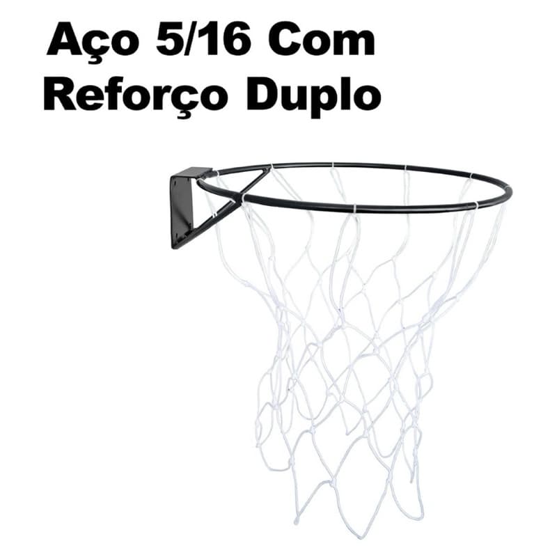 Aro Cesta Basquete Reforço + Rede Parafusos e Buchas 4F