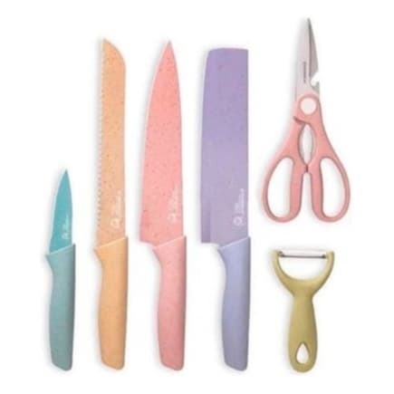 Kit Jogo De Facas Coloridas 6pcs - Chef Cozinha Churras