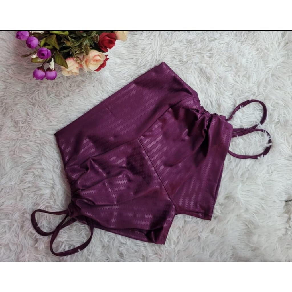 Short com Corda Lateral 3D Feminino Academia Cintura alta