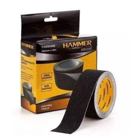 Fita Antiderrapante Hammer 50mm x 5m Preta Transparente Ou Zebrada Alta Resistencia Fácil Aplicação