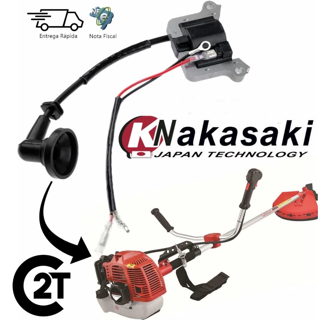 Bobina Módulo Ignição Roçadeira Gasolina 2 T Nakasaki 63cc