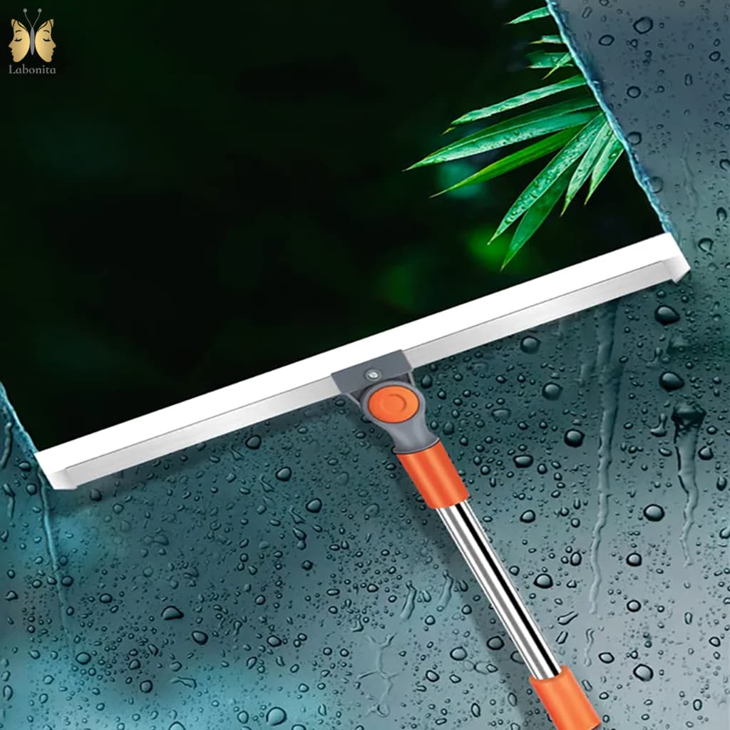 Rodo Vassoura Mágica de Silicone Multiuso para Limpeza de Vidros e Pisos com Cabo Extensor 1,20m