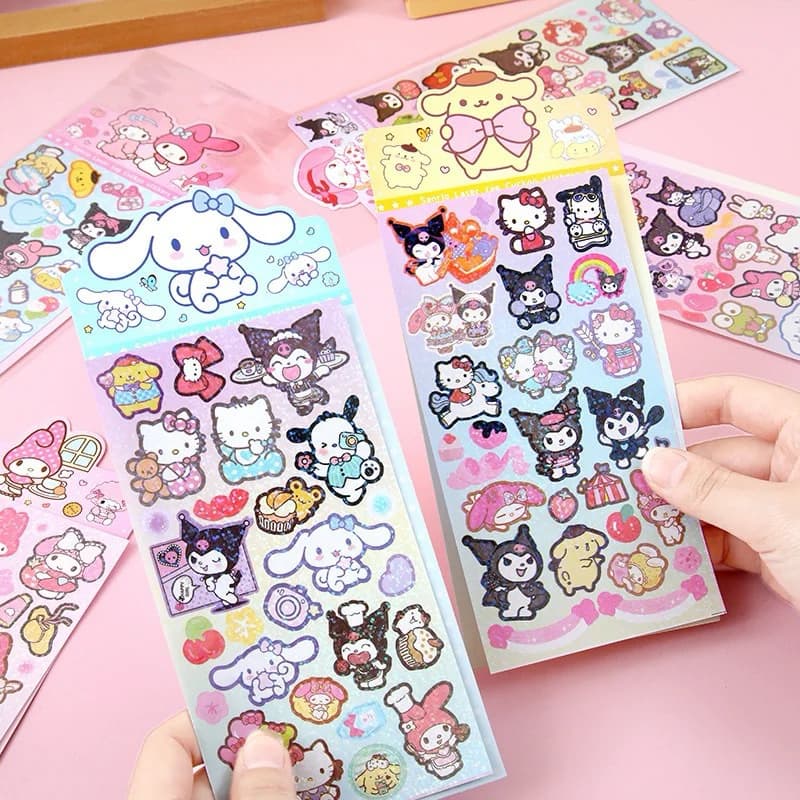 Cartela adesivos Hello Kitty Sanrio com Glitter 2 cartelas