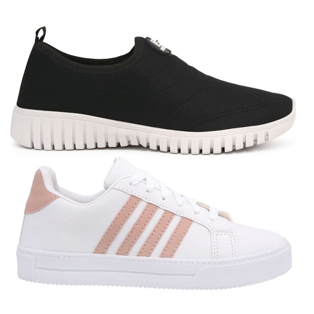 Tênis Feminino Meia e NPADD Leve Estiloso Kit 2 Pares Super Confortável e Promoção