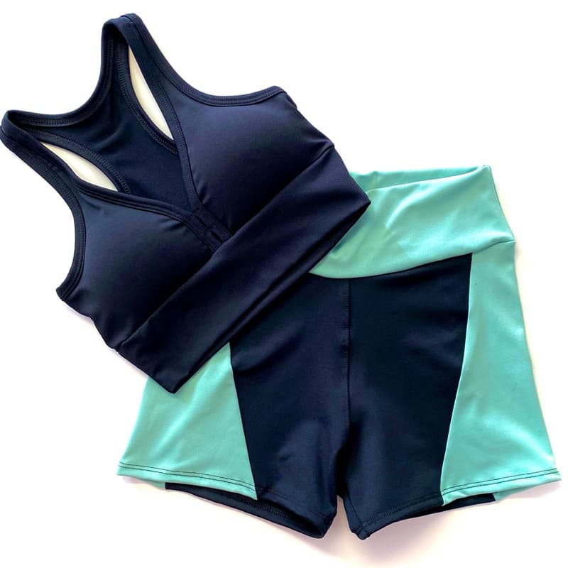 Conjunto Short e Top com entrada para Bojo Academia Cintura Alta Suplex Fitness