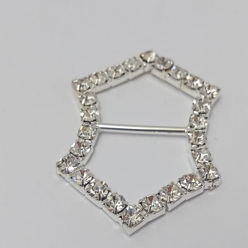 Fivela cravejada  Prata com strass de 4 cm. Cód: PRAT4/2cxB1
