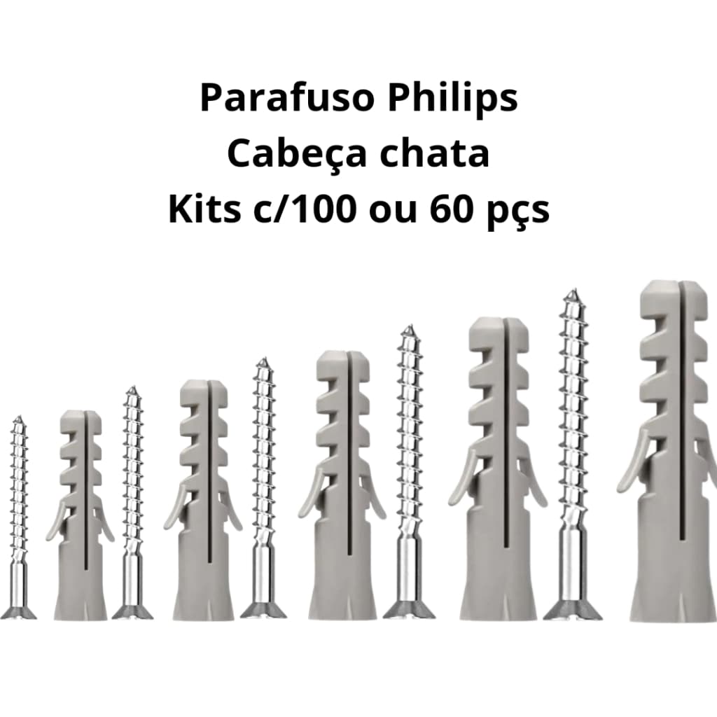 Kit Parafuso Com Bucha 5 - 6 - 8 - 10 - 12 - Kits com 100 ou 60 Peças - Envio Imediato