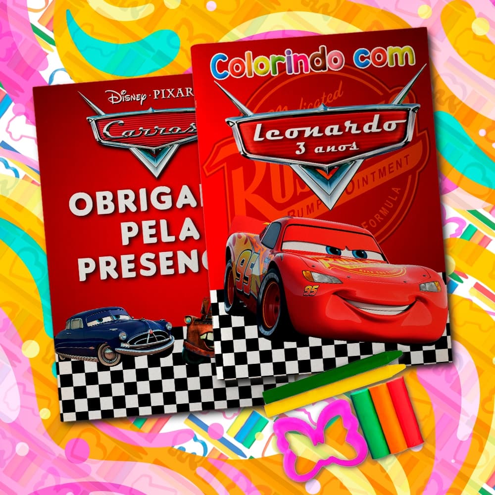 Livreto Completo Colorir Festa Infantil Tema Personalizado Livrinho + Giz e Massinha