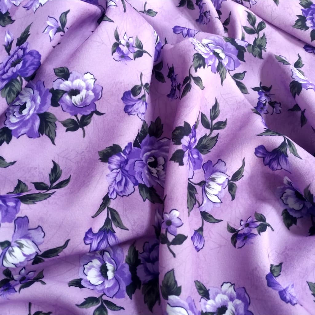 Tecido Duna estampado Crepe Flores exclusivo 1 Metro