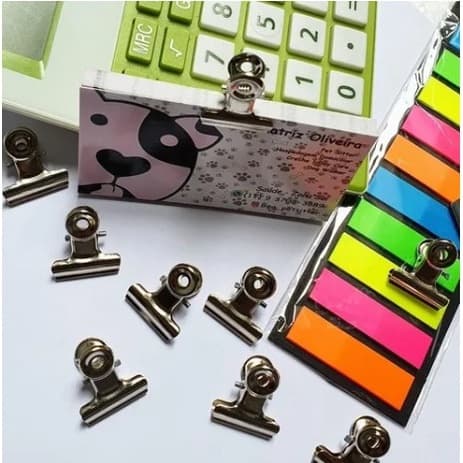 Kit Clips Prendedor De Papel Multiuso Em Metal Cromado Forte Presilha Prancheta