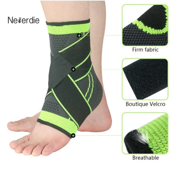 Tornozeleira Anti-Derrapante Ortopédica Ajustável Esportiva Proteção de Joelho com Strap Crossfit Verde